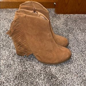 Brown suede booties